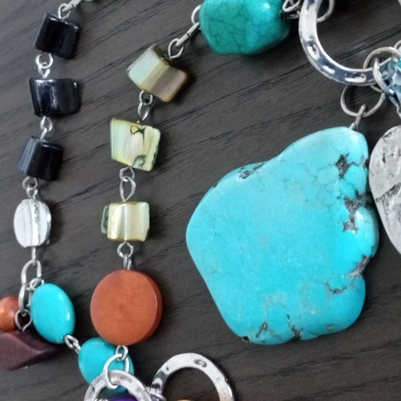 NWT Bocar. Silver Tone . Mix Materials Colorful Long Necklace. - Picture 11 of 14